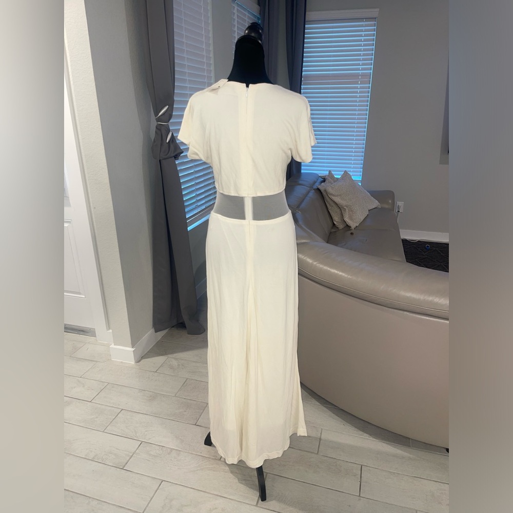 NWT Y2K Chetta B Saks fifth $240 sheer mid belly slinky stretch maxi dress US 10 - Picture 3 of 11